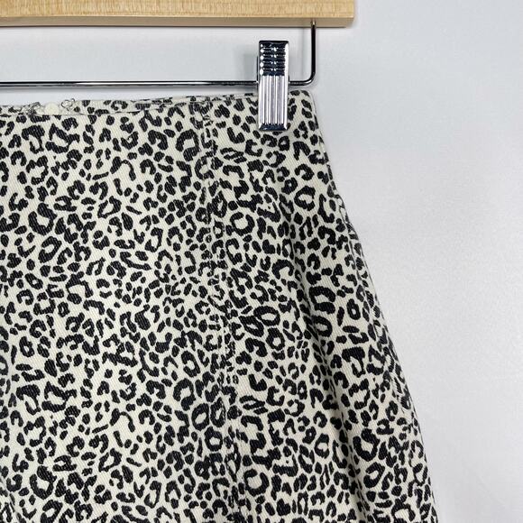 Le Lis Collection Small S Cream Black Leopard Denim Mini Skirt Animal Print - Picture 4 of 6